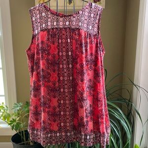 Cato Women’s Size Large Coral, Black and White Top